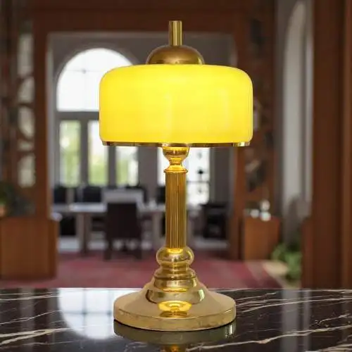 Schöne Art Déco Design Tischleuchte "GOLDEN GREEN" Unikat Einzestück Messing