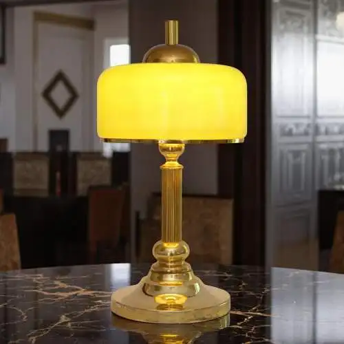 Schöne Art Déco Design Tischleuchte "GOLDEN GREEN" Unikat Einzestück Messing