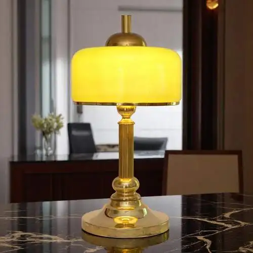 Schöne Art Déco Design Tischleuchte "GOLDEN GREEN" Unikat Einzestück Messing