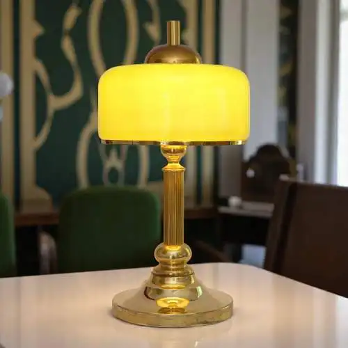 Schöne Art Déco Design Tischleuchte "GOLDEN GREEN" Unikat Einzestück Messing