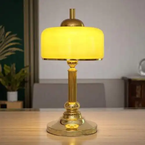 Schöne Art Déco Design Tischleuchte "GOLDEN GREEN" Unikat Einzestück Messing