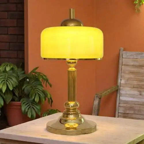 Schöne Art Déco Design Tischleuchte "GOLDEN GREEN" Unikat Einzestück Messing