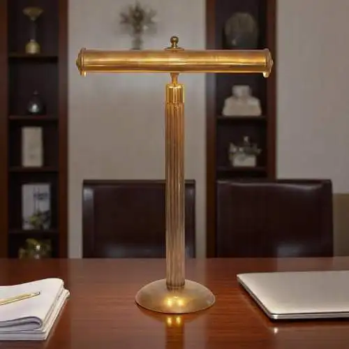 Elegante Design Art Déco Schreibtischleuchte "THE TUBE" Unikat 1980er Messing