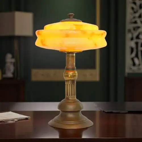 Art Deco Design Schreibtischleuchte "MARBLE SPOT" Unikat Messinglampe Berlin