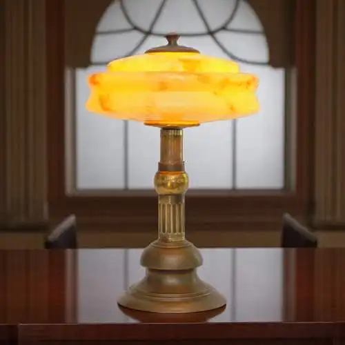 Art Deco Design Schreibtischleuchte "MARBLE SPOT" Unikat Messinglampe Berlin
