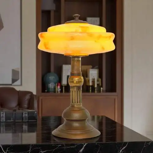 Art Deco Design Schreibtischleuchte "MARBLE SPOT" Unikat Messinglampe Berlin