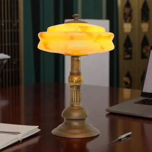 Art Deco Design Schreibtischleuchte "MARBLE SPOT" Unikat Messinglampe Berlin