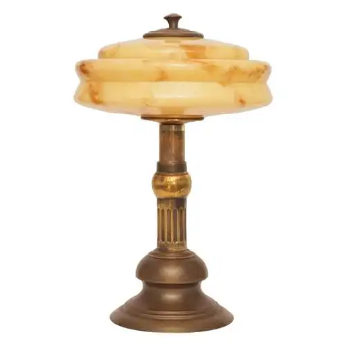 Art Deco Design Schreibtischleuchte "MARBLE SPOT" Unikat Messinglampe Berlin