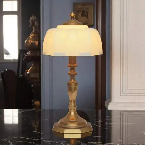 Art Deco Schreibtischleuchte "BLUE SKY" Unikat Messinglampe Berlin Tischlampe