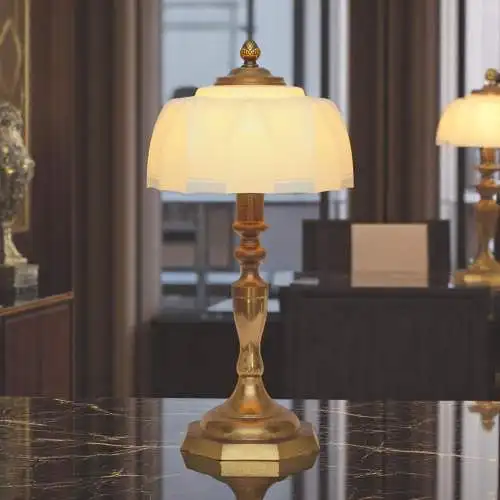 Art Deco Schreibtischleuchte "BLUE SKY" Unikat Messinglampe Berlin Tischlampe