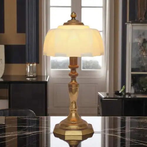 Art Deco Schreibtischleuchte "BLUE SKY" Unikat Messinglampe Berlin Tischlampe