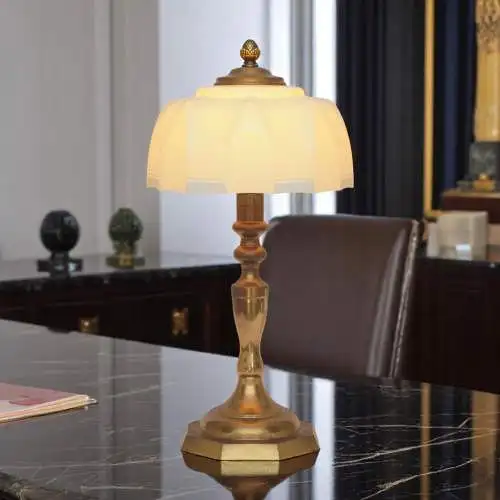 Art Deco Schreibtischleuchte "BLUE SKY" Unikat Messinglampe Berlin Tischlampe