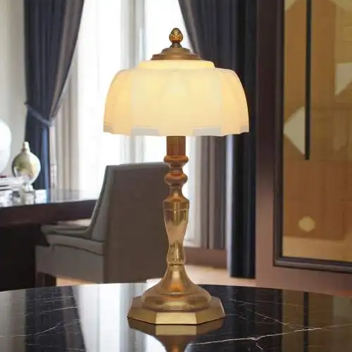 Art Deco Schreibtischleuchte "BLUE SKY" Unikat Messinglampe Berlin Tischlampe