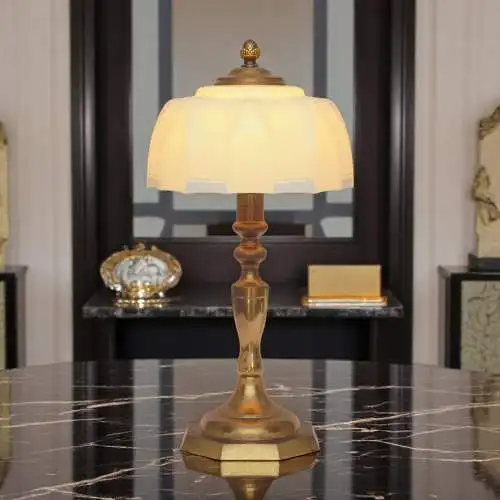 Art Deco Schreibtischleuchte "BLUE SKY" Unikat Messinglampe Berlin Tischlampe