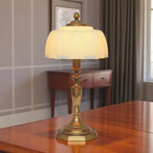 Art Deco Schreibtischleuchte "BLUE SKY" Unikat Messinglampe Berlin Tischlampe