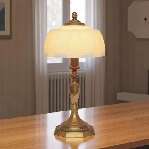 Art Deco Schreibtischleuchte "BLUE SKY" Unikat Messinglampe Berlin Tischlampe