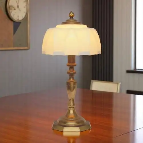 Art Deco Schreibtischleuchte "BLUE SKY" Unikat Messinglampe Berlin Tischlampe