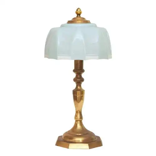 Art Deco Schreibtischleuchte "BLUE SKY" Unikat Messinglampe Berlin Tischlampe
