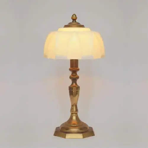 Art Deco Schreibtischleuchte "BLUE SKY" Unikat Messinglampe Berlin Tischlampe