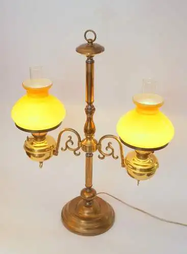 Jugendstil Bibliotheksleuchte Tischlampe Messinglampe Doppel Kontorleuchte Bank