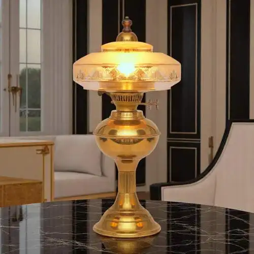 Design Unikat Art Déco Tischleuchte "QUERENBURG" Messinglampe Tischlampe