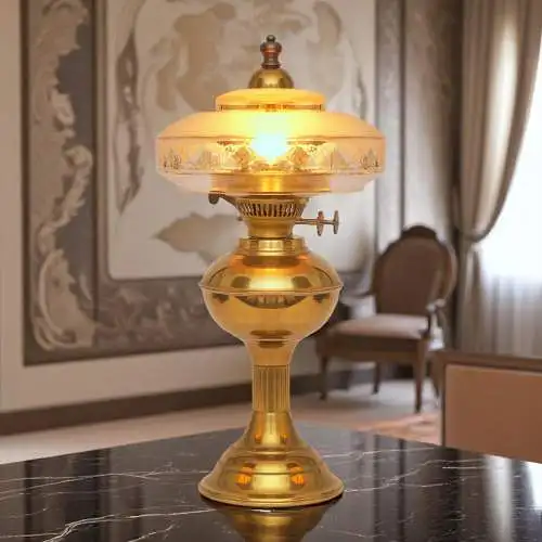 Design Unikat Art Déco Tischleuchte "QUERENBURG" Messinglampe Tischlampe