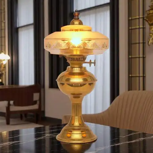 Design Unikat Art Déco Tischleuchte "QUERENBURG" Messinglampe Tischlampe