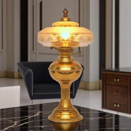 Design Unikat Art Déco Tischleuchte "QUERENBURG" Messinglampe Tischlampe