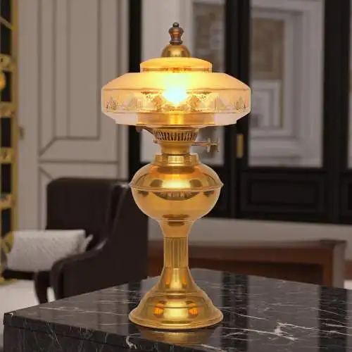Design Unikat Art Déco Tischleuchte "QUERENBURG" Messinglampe Tischlampe