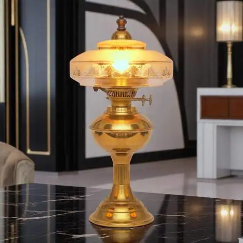 Design Unikat Art Déco Tischleuchte "QUERENBURG" Messinglampe Tischlampe