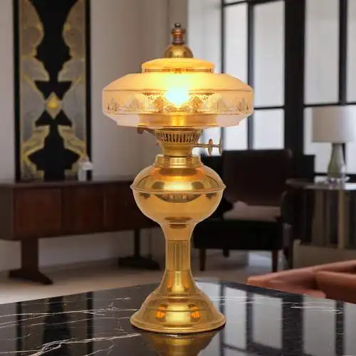 Design Unikat Art Déco Tischleuchte "QUERENBURG" Messinglampe Tischlampe