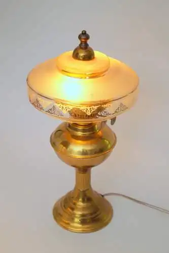 Design Unikat Art Déco Tischleuchte "QUERENBURG" Messinglampe Tischlampe