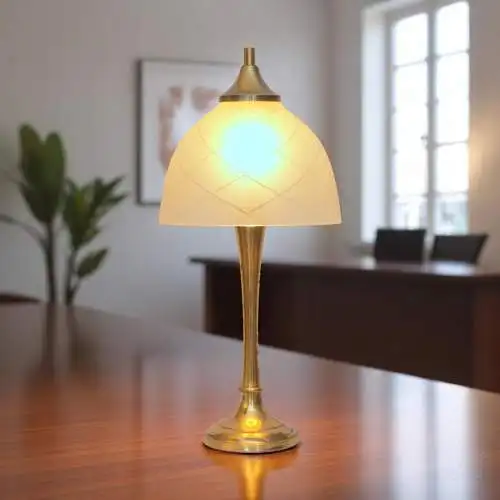 Design Unikat Art Déco Tischleuchte "DAHLHAUSEN" Messinglampe Tischlampe