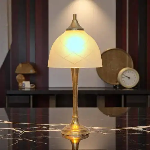 Design Unikat Art Déco Tischleuchte "DAHLHAUSEN" Messinglampe Tischlampe
