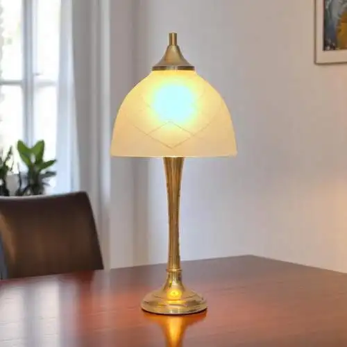 Design Unikat Art Déco Tischleuchte "DAHLHAUSEN" Messinglampe Tischlampe
