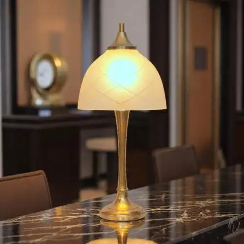 Design Unikat Art Déco Tischleuchte "DAHLHAUSEN" Messinglampe Tischlampe