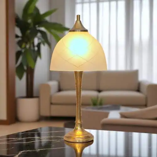 Design Unikat Art Déco Tischleuchte "DAHLHAUSEN" Messinglampe Tischlampe