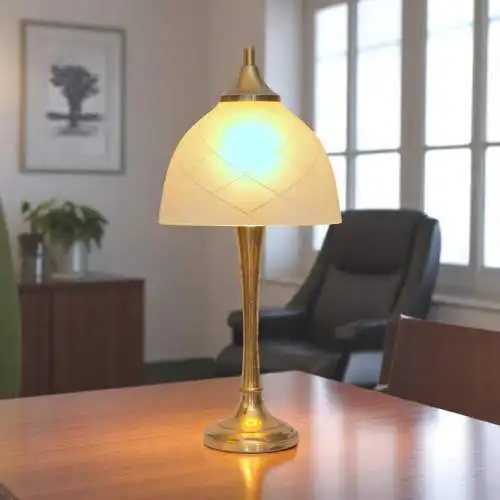 Design Unikat Art Déco Tischleuchte "DAHLHAUSEN" Messinglampe Tischlampe
