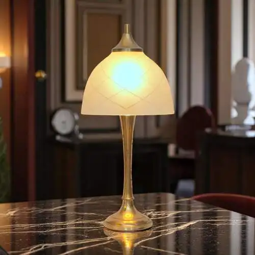 Design Unikat Art Déco Tischleuchte "DAHLHAUSEN" Messinglampe Tischlampe