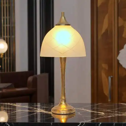 Design Unikat Art Déco Tischleuchte "DAHLHAUSEN" Messinglampe Tischlampe