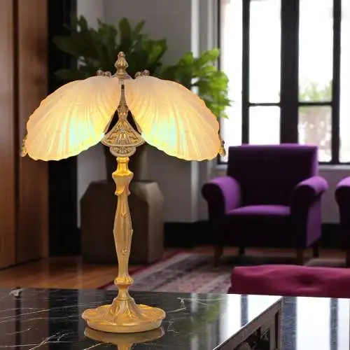 Sehr elegante Art Déco Tischlampe "BARCELONA BLOSSOM 2" Messinglampe rar
