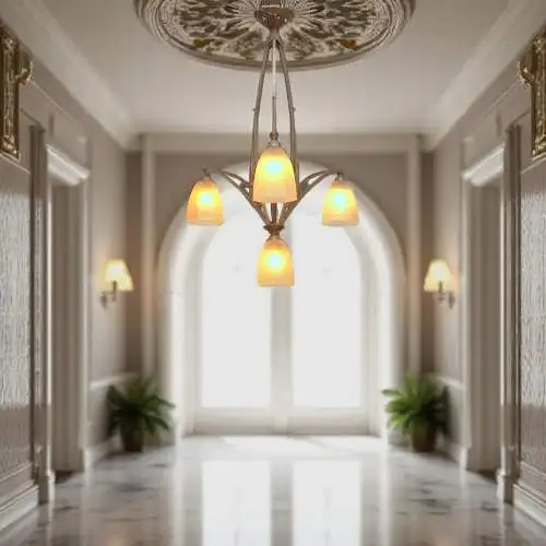 Seltene original Art Déco Deckenleuchte "AMIENS" Chandelier Hängelampe 1920er