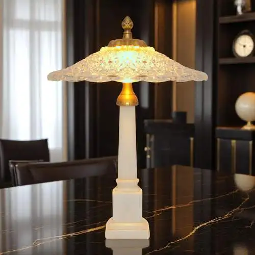 Einzelstück Art Déco Schreibtischleuchte "REGENCY COLUMN" Unikat Tischlampe Onyx