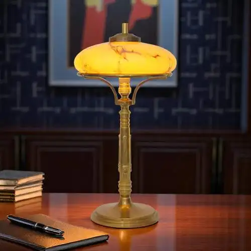 Sehr elegante original Art Déco Schreibtischlampe "THE COMMODORE" Messinglampe