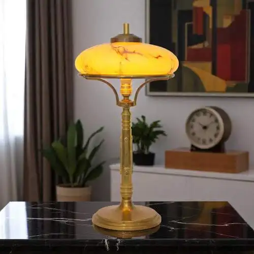Sehr elegante original Art Déco Schreibtischlampe "THE COMMODORE" Messinglampe