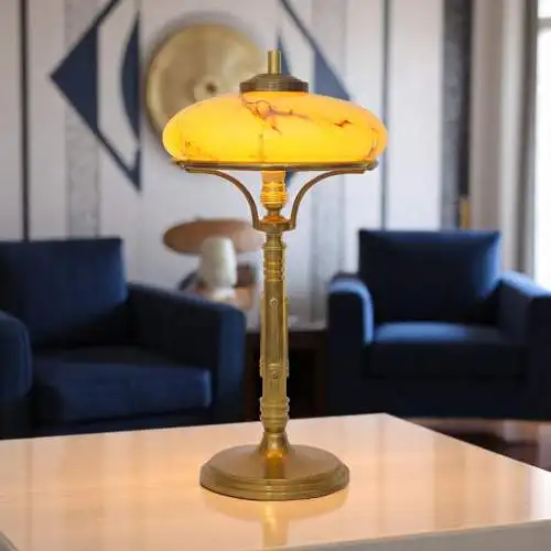 Sehr elegante original Art Déco Schreibtischlampe "THE COMMODORE" Messinglampe
