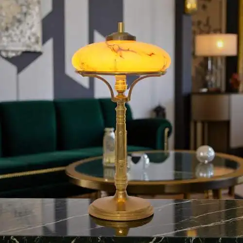 Sehr elegante original Art Déco Schreibtischlampe "THE COMMODORE" Messinglampe