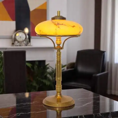 Sehr elegante original Art Déco Schreibtischlampe "THE COMMODORE" Messinglampe
