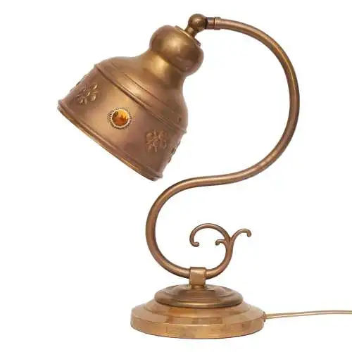 Unikat Jugendstil Shabby Tischleuchte "DWARF HAT" Messinglampe