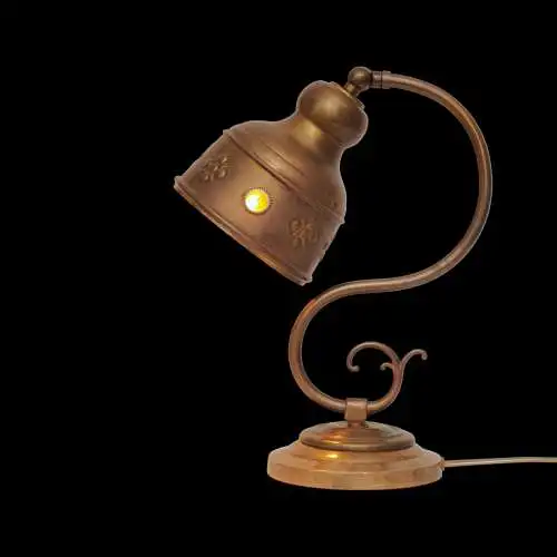 Unikat Jugendstil Shabby Tischleuchte "DWARF HAT" Messinglampe